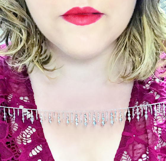 I love the design of this Platinum Born necklace!! It's cut so cleverly that it sparkles like diamonds, even though it's all metal.