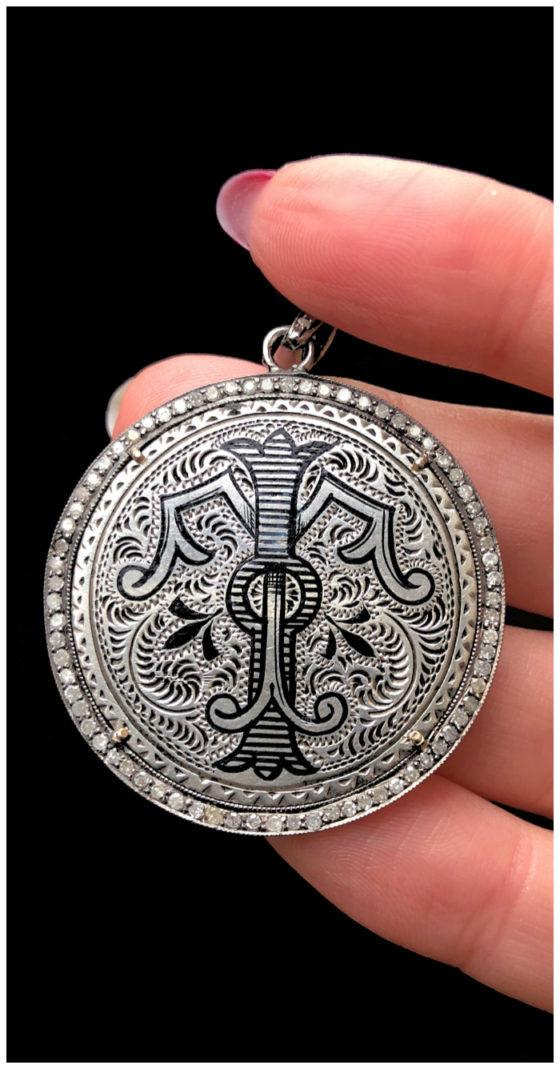 An extraordinary Victorian era love pendant token by Heavenly Vices! This one has stunning black enamel details.