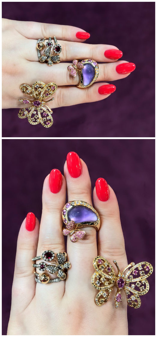 Beautiful butterfly rings by Moraglione 1922! Diamonds, amethyst, rubies and more.