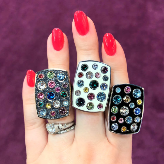 I'm obsessed with these sparkly rings by SBS Capri! Vivid enamel and bright Swarovski crystals. 