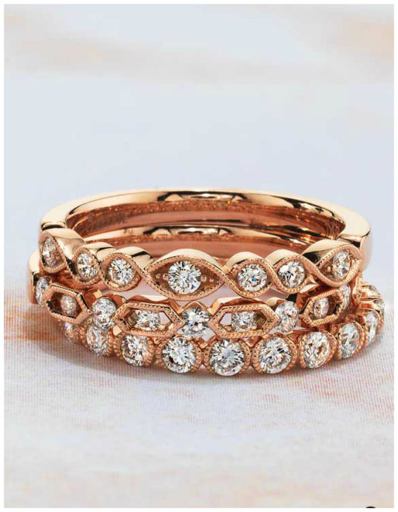 Rose gold and diamond rings by Sylvie Collection! Perfect as wedding bands or stacking rings. Enter to win one for free!