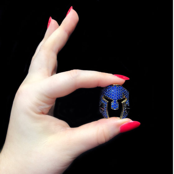 The badass and beautiful Spartan ring, inspired by the valor of the ancient Spartans!! This one is all blue sapphires. 