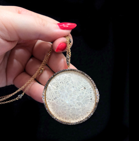 This Moraglione 1922 necklace is made from fossilized coral and diamonds. An incredible piece! .