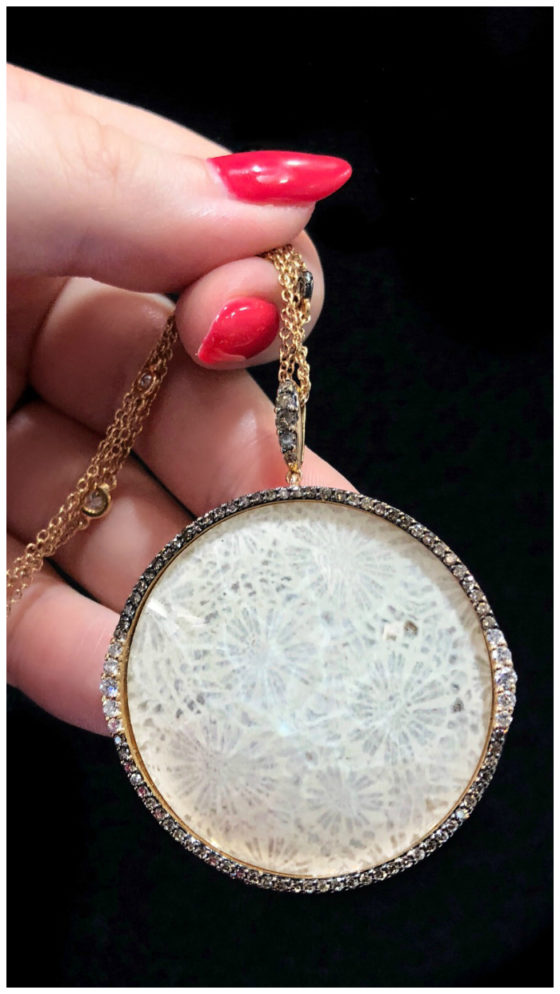 This Moraglione 1922 necklace is made from fossilized coral and diamonds. An incredible piece!