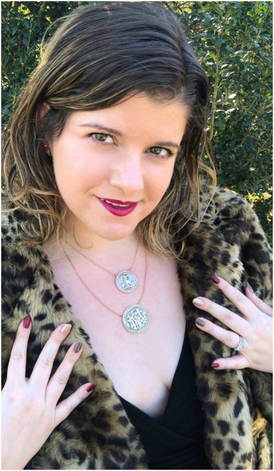Wearing two beautiful Heavenly Vices necklaces! The pendants are made from Victorian era love tokens. .