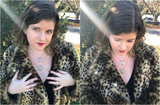 Wearing two beautiful Heavenly Vices necklaces! These pendants are made from Victorian era love tokens.