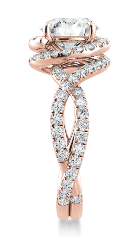 A beautiful rose gold and diamond engagement ring by Danhov!