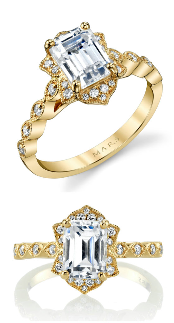 A beautiful yellow gold and diamond engagement ring by Mars.