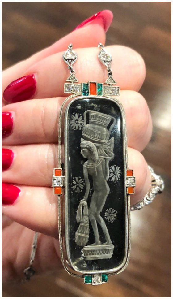 A magnificent Art Deco era Egyptian revival necklace from Wilson's Estate Jewelry.