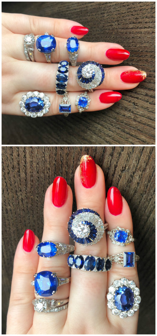 Exceptional blue sapphire rings from Wilson's Estate Jewelry!! Some Art Deco, some vintage, one by Oscar Heyman, all exquisite.