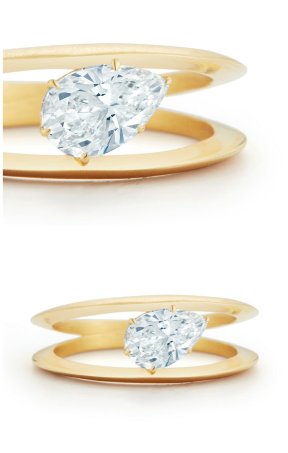I adore this pear diamond engagement ring design from Jade Trau!