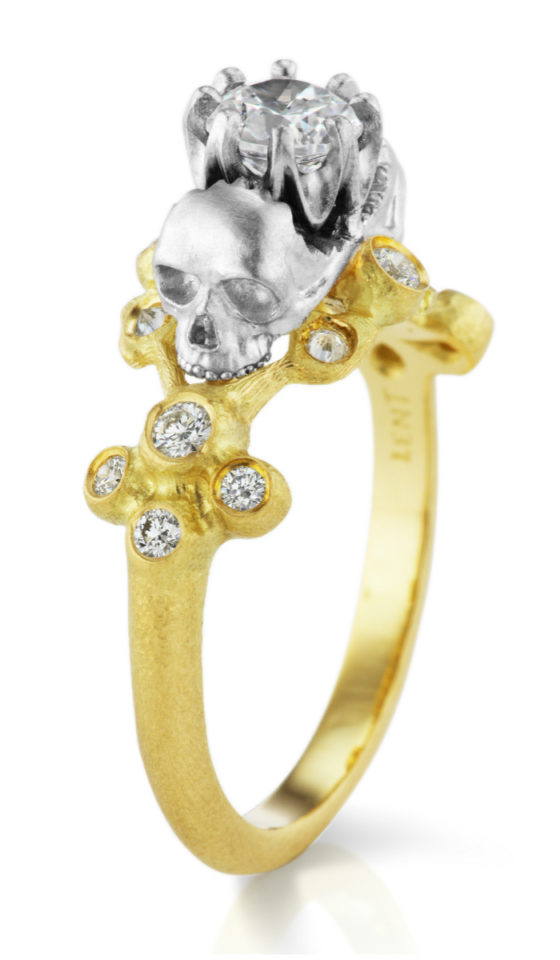 I love this Anthony Lent engagement ring! Those skulls are so beautiful and unique.