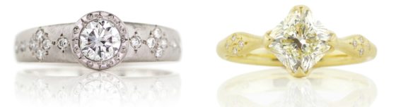 Two beautiful diamond engagement rings by Adel Chefridi.