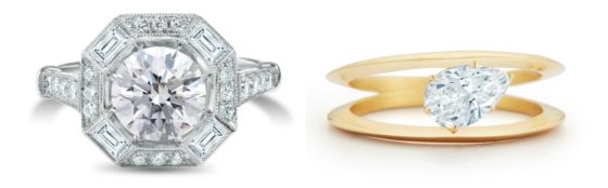 Two beautiful diamond engagement rings! One by Nicole Rose Jewelry, the other by Jade Trau.