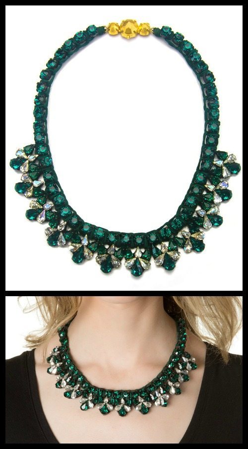 Shourouk Pamela necklace; gold plated with Swarovski crystal ...