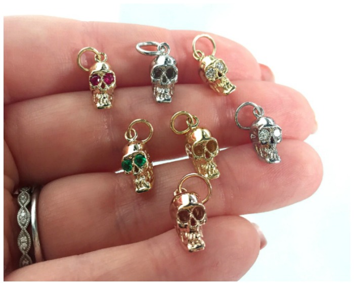 Rutilated Quartz Gemstone Earrings With Spider Skull Charm